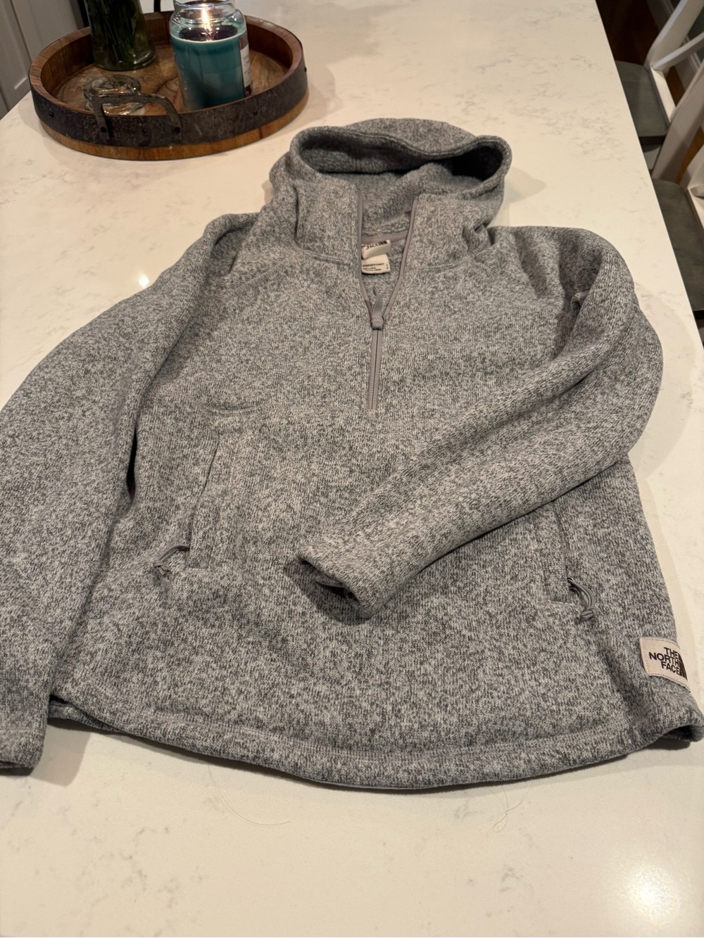 The North Face Women’s Gray Quarter-Zip Hooded Fleece Pullover